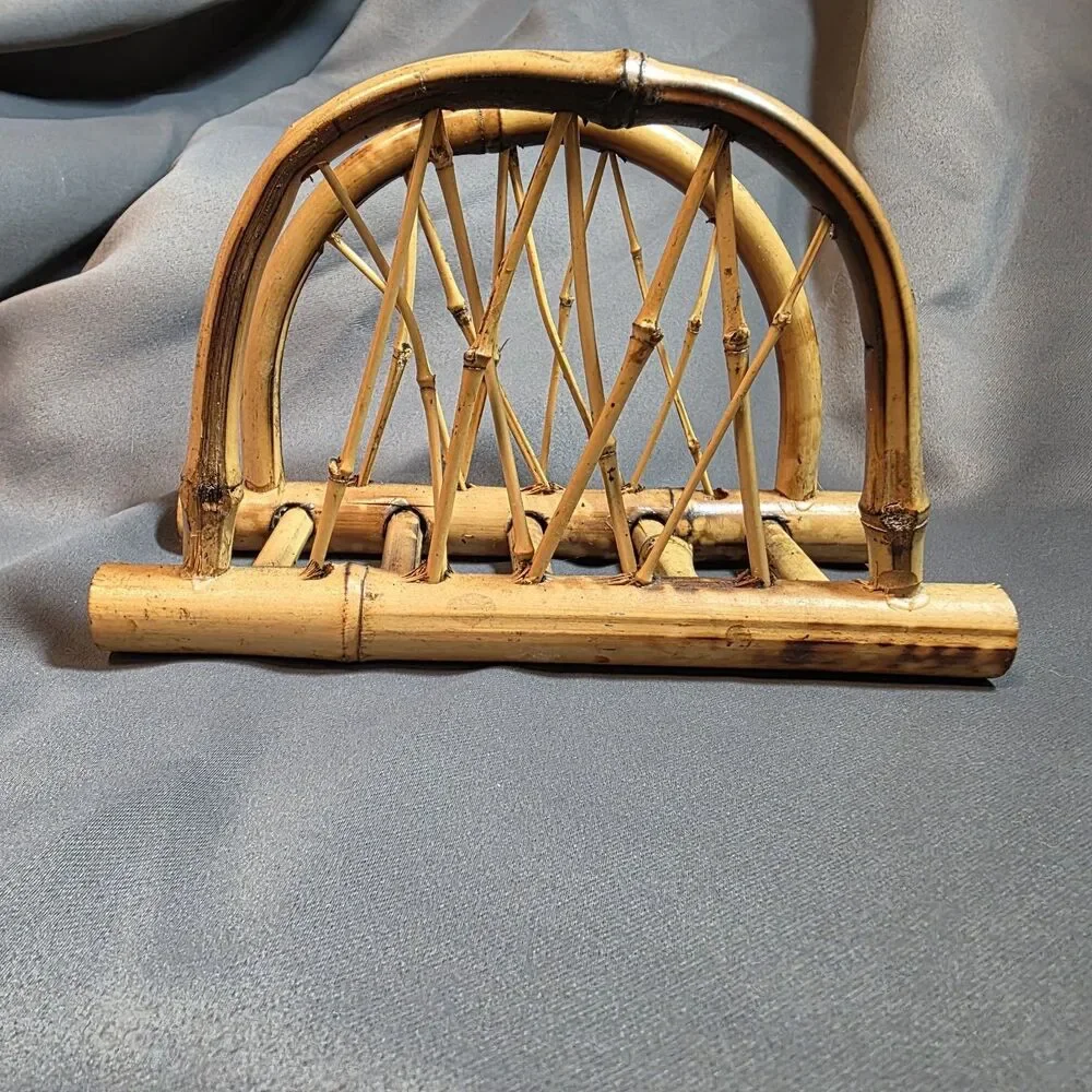Vintage Bamboo Rattan Letter Mail Napkin Holder Boho Decor
